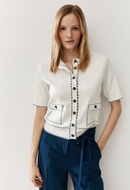 MORE AND MORE<BR>
Knit Cardigan<BR>
Black and White<BR>