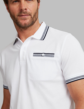 Load image into Gallery viewer, VEDONEIRE<BR>
Men's Polo Shirt With Stripe Rib<BR>
White<BR>
