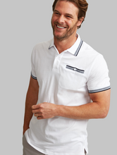 Load image into Gallery viewer, VEDONEIRE<BR>
Men's Polo Shirt With Stripe Rib<BR>
White<BR>
