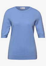 Load image into Gallery viewer, STREET ONE<BR>
Solid Colour Knit Top<BR>
Blue<BR>
