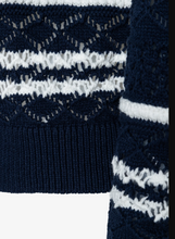 Load image into Gallery viewer, MORE AND MORE<BR>
Openwork Sweater<BR>
Navy/White, Coral<BR>
