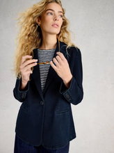 Load image into Gallery viewer, WHITE STUFF<BR>
Evelyn Jersey Blazer<BR>
Blue<BR>
