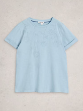 Load image into Gallery viewer, WHITE STUFF<BR>
Gina Embroider Tee<BR>
Blue<BR>
