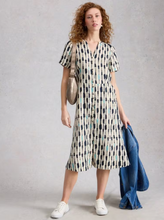 Load image into Gallery viewer, WHITE STUFF<BR>
Iris Linen Short Sleeve Dress<BR>
Ivory Multi<BR>
