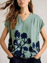 Load image into Gallery viewer, WHITE STUFF<BR>
Kate Top<BR>
Green Print<BR>
