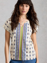 Load image into Gallery viewer, WHITE STUFF<BR>
Nelly Notch Tee<BR>
White Multi<BR>
