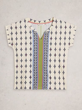 Load image into Gallery viewer, WHITE STUFF<BR>
Nelly Notch Tee<BR>
White Multi<BR>
