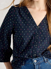 Load image into Gallery viewer, WHITE STUFF<BR>
Ruby Cotton Top<BR>
Navy<BR>
