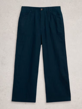 Load image into Gallery viewer, WHITE STUFF<BR>
Tia Linen Crop Trousers<BR>
Navy<BR>
