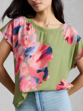 Load image into Gallery viewer, WHITE STUFF<BR>
Woven Mix Tee<BR>
Green<BR>
