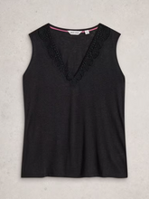 Load image into Gallery viewer, WHITE STUFF<BR>
Ellie Lace Vest Top<BR>
Black, White<BR>
