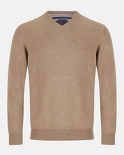 Load image into Gallery viewer, ANDRE<BR>
Valencia V Neck Jumper<BR>
Camel, Cobalt<BR>
