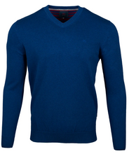 Load image into Gallery viewer, ANDRE<BR>
Valencia V Neck Jumper<BR>
Camel, Cobalt<BR>
