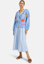 Load image into Gallery viewer, MILANO<BR>
Bow Detail V Neck Blouse<BR>
Blue<BR>
