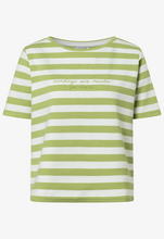 Load image into Gallery viewer, MORE AND MORE<BR>
Stripe T-Shirt<BR>
Green/White<BR>
