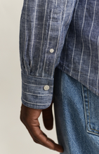 Load image into Gallery viewer, GANT<BR>
Linen Stripe Shirt<BR>
Persian Blue<BR>
