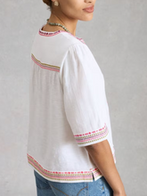 Load image into Gallery viewer, WHITE STUFF<BR>
Lizzie Embroidered Top<BR>
Multi Ivory<BR>
