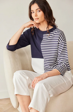 Load image into Gallery viewer, PERUZZI<BR>
Stripe Block Top<BR>
Navy, White<BR>
