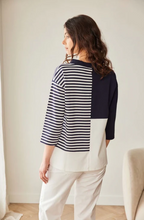 Load image into Gallery viewer, PERUZZI<BR>
Stripe Block Top<BR>
Navy, White<BR>
