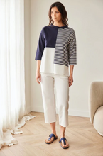 Load image into Gallery viewer, PERUZZI<BR>
Stripe Block Top<BR>
Navy, White<BR>
