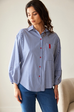 Load image into Gallery viewer, PERUZZI<BR>
Stripe Shirt<BR>
Navy<BR>
