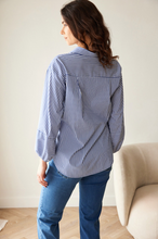 Load image into Gallery viewer, PERUZZI<BR>
Stripe Shirt<BR>
Navy<BR>
