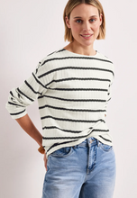 Load image into Gallery viewer, STREET ONE<BR>
Stripe Knit Top<BR>
Navy/Cream<BR>
