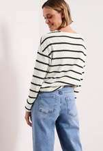 Load image into Gallery viewer, STREET ONE<BR>
Stripe Knit Top<BR>
Navy/Cream<BR>
