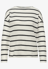 Load image into Gallery viewer, STREET ONE<BR>
Stripe Knit Top<BR>
Navy/Cream<BR>
