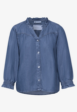 Load image into Gallery viewer, STREET ONE<BR>
Ruffle Blouse<BR>
Denim<BR>
