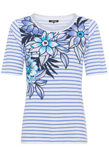 Load image into Gallery viewer, OLSEN<BR>
Stripe Placement Print Top<BR>
Blue/White<BR>
