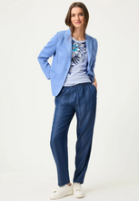 Load image into Gallery viewer, OLSEN<BR>
Stripe Placement Print Top<BR>
Blue/White<BR>
