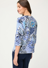 Load image into Gallery viewer, OLSEN<BR>
Floral Knit Jersey Top<BR>
Blue/White<BR>
