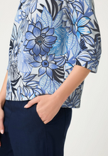 Load image into Gallery viewer, OLSEN<BR>
Floral Knit Jersey Top<BR>
Blue/White<BR>
