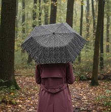 Load image into Gallery viewer, TOTES<BR>Extra Strong Folding Umbrella<BR> Black and White Drops  <BR>
