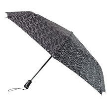 Load image into Gallery viewer, TOTES<BR>Extra Strong Folding Umbrella<BR> Black and White Drops  <BR>
