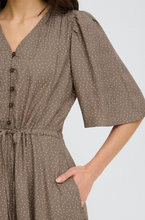 Load image into Gallery viewer, FRANSA<BR>
Laya Polka Dot Dress<BR>
Coffee<BR>
