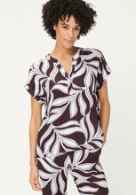 Load image into Gallery viewer, OLSEN<BR>
Dotted Leaf Blouse<BR>
White/Brown<BR>
