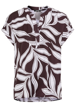 Load image into Gallery viewer, OLSEN<BR>
Dotted Leaf Blouse<BR>
White/Brown<BR>
