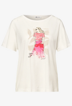 Load image into Gallery viewer, STREET ONE<BR>
T-shirt with Round Neck and Print<BR>
White<BR>

