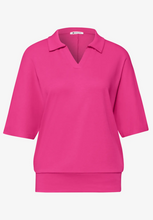 Load image into Gallery viewer, STREET ONE<BR>
Dropped shoulder polo shirt with elasticated waistband<BR>
Magenta<BR>
