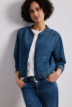 Load image into Gallery viewer, STREET ONE<BR>
Denim-look blouson with zipper<BR>
Denim<BR>
