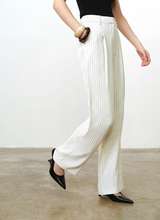 Load image into Gallery viewer, FRENCH CONNECTION<BR>
Vinnie Pipstripe Trousers<BR>
Cream/Black<BR>
