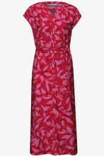 Load image into Gallery viewer, STREET ONE<BR>
Midi Dress with Split Neck and Print<BR>
Pink/Red<BR>
