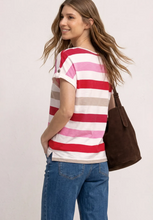 Load image into Gallery viewer, STREET ONE<BR>
Stripe T-Shirt<BR>
Red/Stripes<BR>
