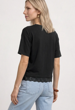 Load image into Gallery viewer, STREET ONE<BR>
T Shirt with Round Neck and Lace<BR>
Black<BR>
