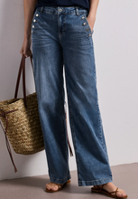 Load image into Gallery viewer, STREET ONE<BR>
Wide Leg Jean with Button Details<BR>
Blue<BR>
