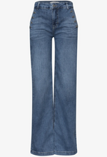 Load image into Gallery viewer, STREET ONE<BR>
Wide Leg Jean with Button Details<BR>
Blue<BR>
