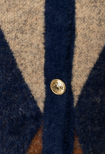 Load image into Gallery viewer, MORE AND MORE<BR>
Argyle Cardigan<BR>
Navy Tan<BR>
