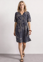 Load image into Gallery viewer, STREET ONE<BR>
Knee Length Dress with Ribbon Details<BR>
Darkest Blue<BR>
